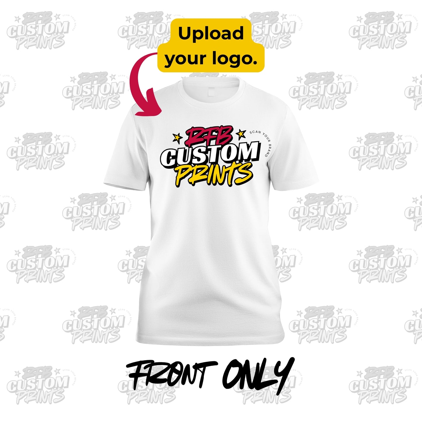 Custom Full Center Front Only T-Shirt – White – RFB Custom Prints