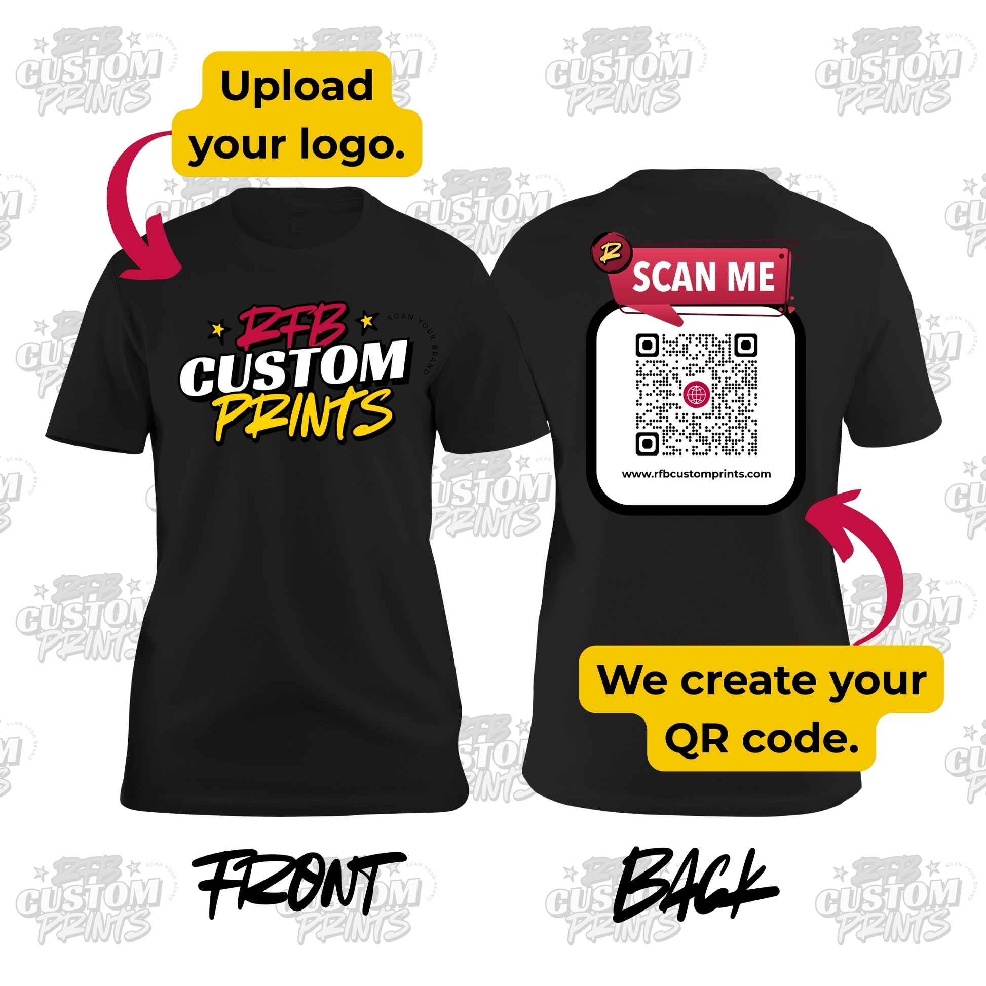 Custom Full Center Front and Back T-Shirt – Black – RFB Custom Prints