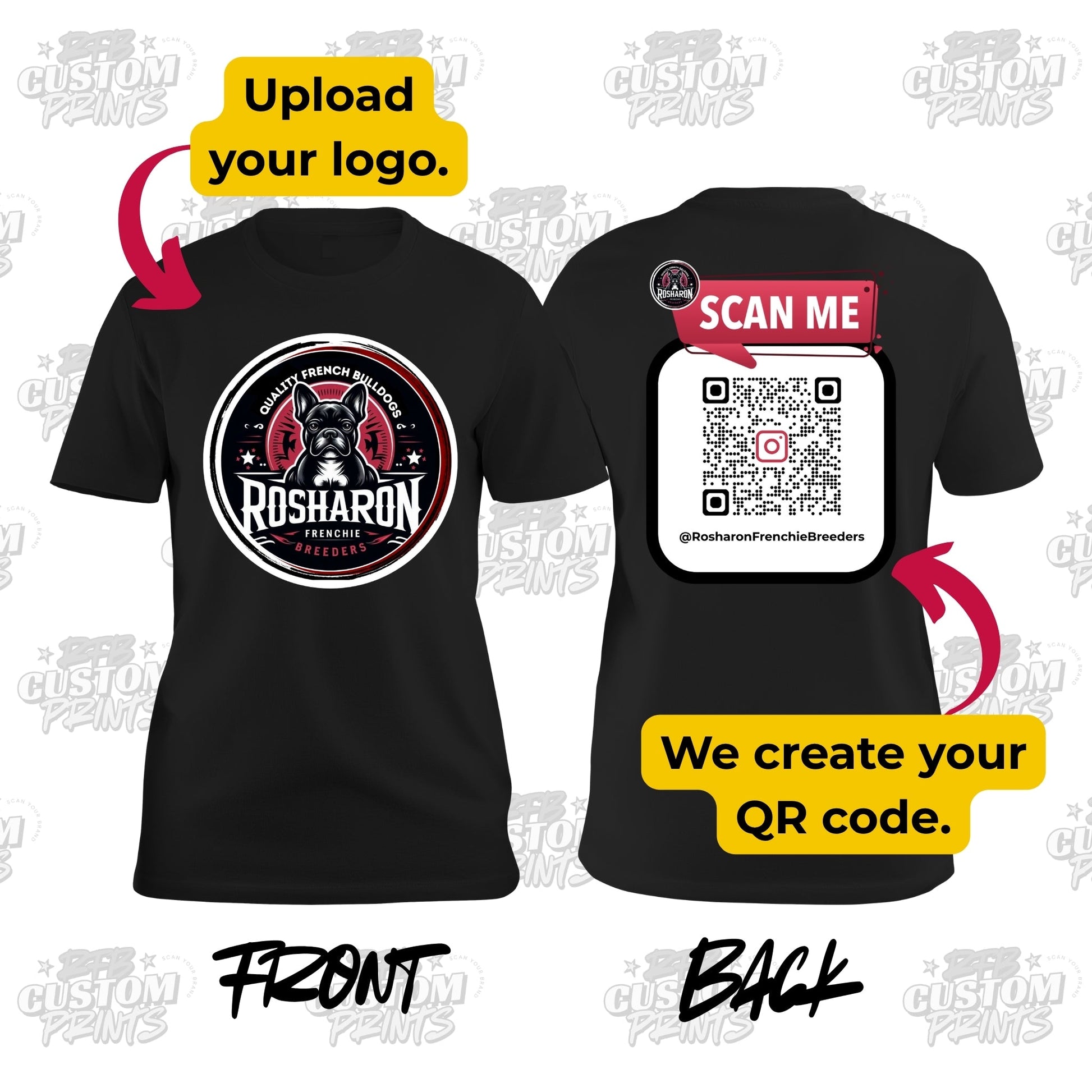Custom Full Center QR Tee – Front + Back - RFB Custom Prints