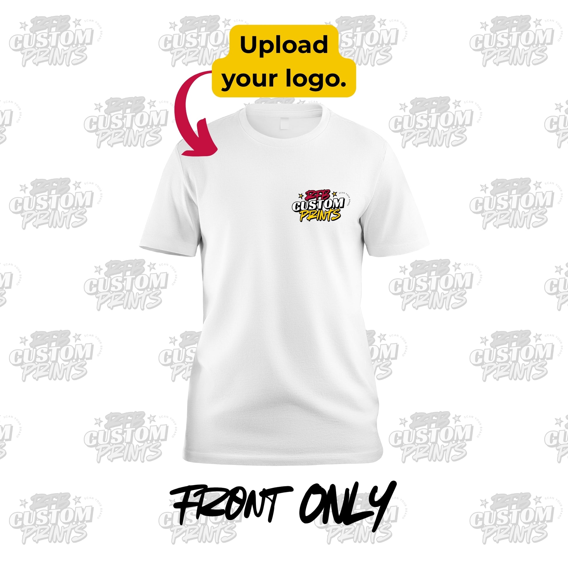Custom Left Pocket Front Only T-Shirt – White – RFB Custom Prints