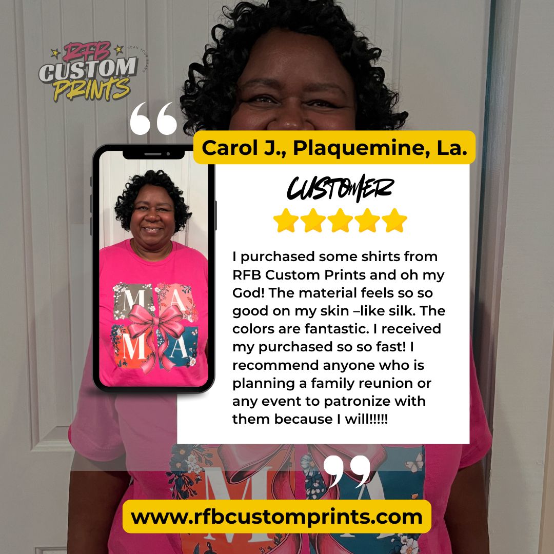 Front-only custom t-shirt from RFB Custom Prints with any photo or logo