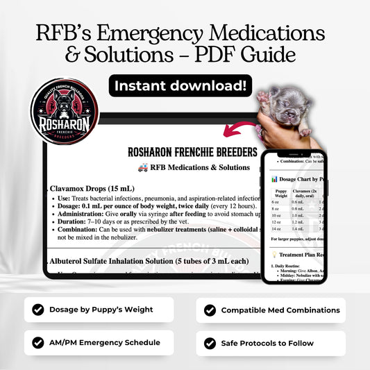 Emergency medication dosage chart for French Bulldog puppies